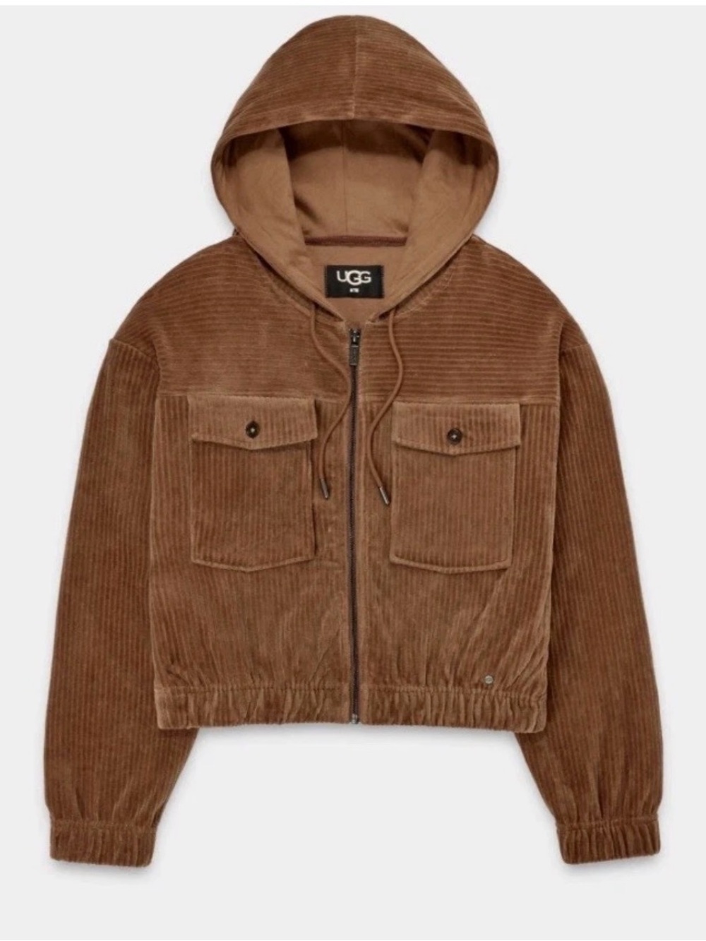 UGG Julissa Corduroy Hooded Bomber Jacket - Chestnut Tan size Medium Gorpcore